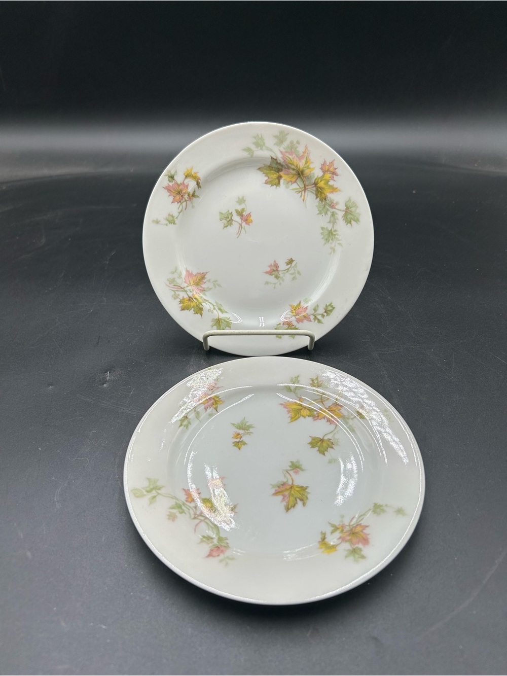 Haviland Limoges White Porcelain bread and butter Plates with Autumn Leaf